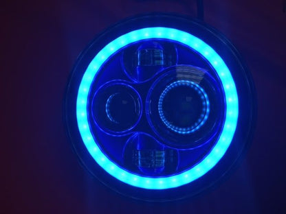 7" DAYMAKER Kawasaki Vulcan Nomad 800 Black With Blue Halo HID LED Light Bulb Headlight Motorcycle