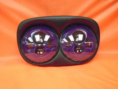 DUAL 7" PURPLE DAYMAKER LED ROAD GLIDE Light Bulb Headlight Motorcycle Harley   Bezel