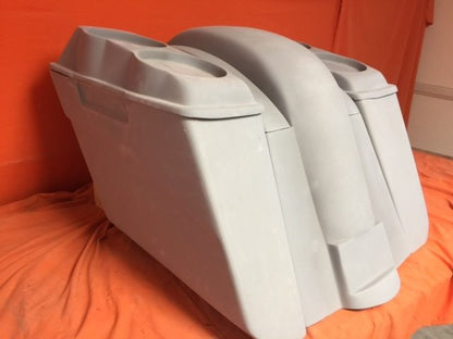 Honda VTX 1300 / 1800 5" Extended Stretched Saddlebags   Rear Fender No Cut Outs   Dual 6.5" Speaker Lids