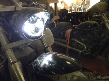 Honda VTX 1300 / 1800 C / R / S - 5 3/4" DAYMAKER Chrome HID LED Light Bulb Headlight Motorcycle 5.75" Mount