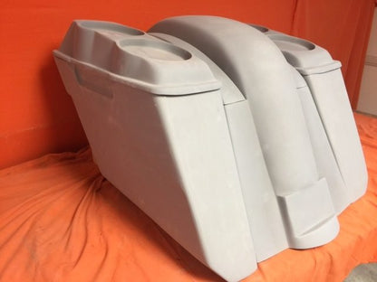 Honda VTX 1300 / 1800 5" Extended Stretched Saddlebags   Rear Fender No Cut Outs   Dual 6.5" Speaker Lids