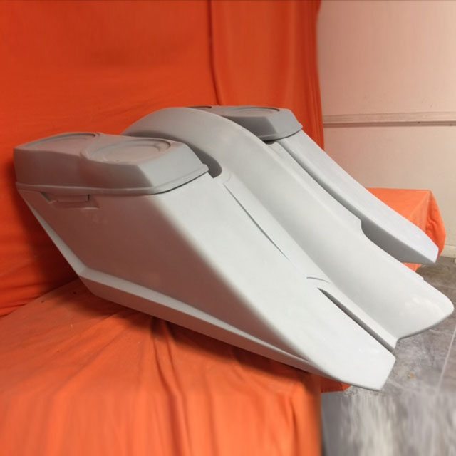Harley Davidson 6" Trendsetter Extended Saddlebag Fender Kit - No Cut Outs   Dual 6.5" Speaker Lids / 2014 - 2018