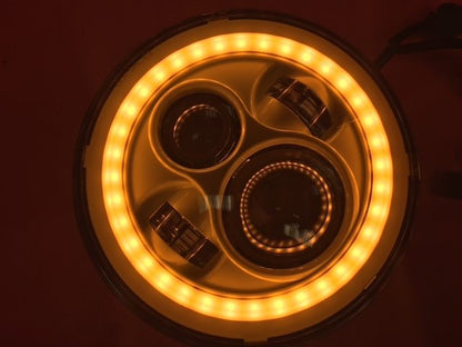 7" DAYMAKER Replacement ORANGE With Orange Halo Projector HID LED Light Bulb Headlight Motorcycle Harley