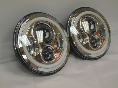 7'' Suzuki Sierra Fits: Jeep Wrangler JK CJ TJ LED Rubicon Projector Daymaker Chrome RED Halo Headlights Pair / Set