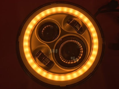 7" DAYMAKER Replacement YELLOW With YELLOW Halo Projector HID LED Light Bulb Headlight Motorcycle Harley