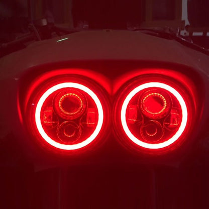 DUAL 7" DAYMAKER RED HALO LED Replacement ROAD GLIDE Black Light Bulb Headlight Motorcycle Harley   Beze