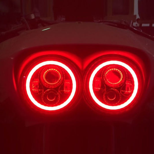 DUAL 7" DAYMAKER RED HALO LED Replacement ROAD GLIDE Black Light Bulb Headlight Motorcycle Harley   Beze
