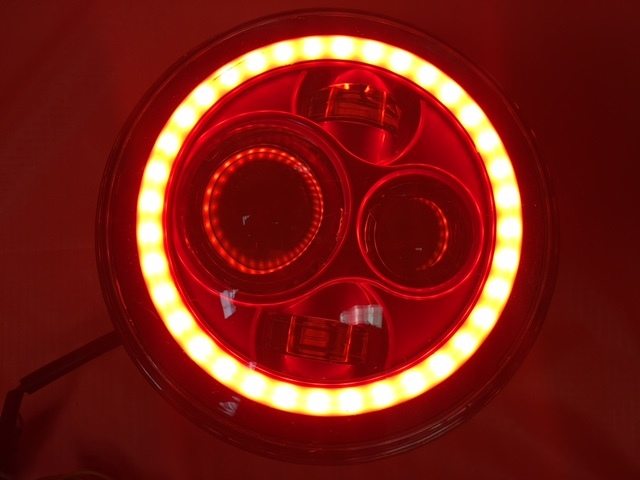 7" DAYMAKER Replacement RED With Red Halo Projector HID LED Light Bulb Headlight Motorcycle Harley