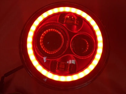 7" DAYMAKER Replacement RED With Red Halo Projector HID LED Light Bulb Headlight Motorcycle Harley