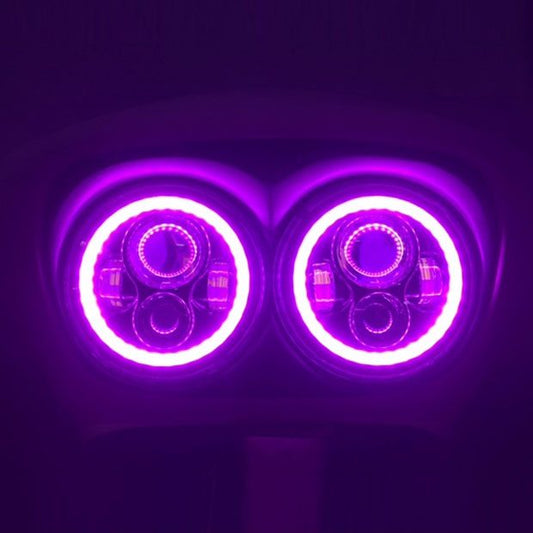 DUAL 7" DAYMAKER PINK HALO LED Replacement ROAD GLIDE Black Light Bulb Headlight Motorcycle Harley   Bezel