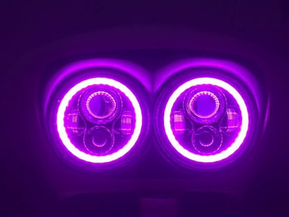 DUAL 7" DAYMAKER PINK HALO LED Replacement ROAD GLIDE Chrome Light Bulb Headlight Motorcycle Harley   Bezel