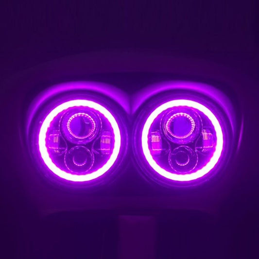 DUAL 7" DAYMAKER PINK HALO LED Replacement ROAD GLIDE Chrome Light Bulb Headlight Motorcycle Harley   Bezel