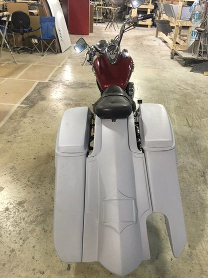 Kawasaki Vulcan & Classic 800 Series 6" Extended Stretched Saddlebags Trendsetter Right Side Cut Out