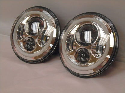 7'' Suzuki Sierra Fits: Jeep Wrangler JK CJ TJ LED Rubicon Projector Daymaker Chrome RED Halo Headlights Pair / Set