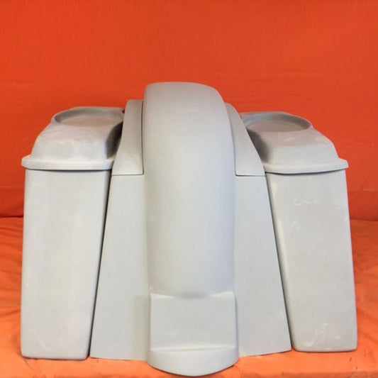 Honda VTX 1300 / 1800 6" Extended Stretched Saddlebags   Rear Fender No Cut Outs   6 X 9 Speaker Lids