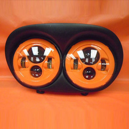 DUAL 7" ORANGE DAYMAKER 2014 - 2018   LED ROAD GLIDE Black Light Bulb Headlight Harley   Bezel