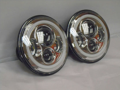 7'' Suzuki Sierra Fits: Jeep Wrangler JK CJ TJ LED Rubicon Projector Daymaker Chrome RED Halo Headlights Pair / Set