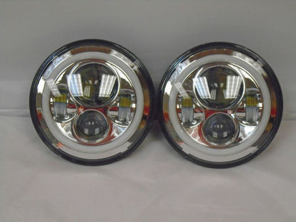 7'' Suzuki Sierra Fits: Jeep Wrangler JK CJ TJ LED Rubicon Projector Daymaker Chrome RED Halo Headlights Pair / Set