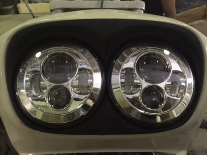 DUAL 7" DAYMAKER HID LED Replacement ROAD GLIDE Chrome Light Bulb Headlight Motorcycle Harley Bezel