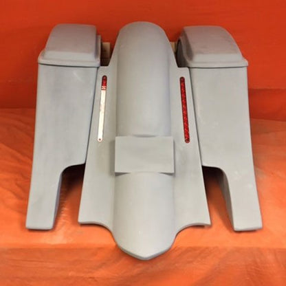 Victory Kingpin 6" Extended Hard Saddlebags Out &amp; Down Bags   LED Rear Fender Dual Cut Out   Lids