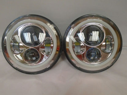 7'' Suzuki Sierra Fits: Jeep Wrangler JK CJ TJ LED Rubicon Projector Daymaker Chrome RED Halo Headlights Pair / Set