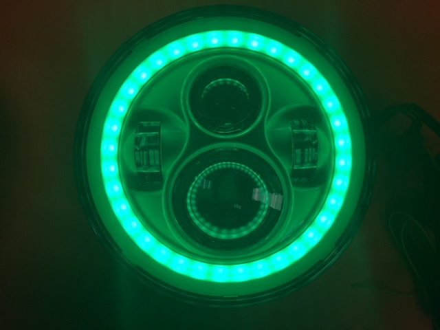 7" DAYMAKER Kawasaki Vulcan Nomad 800 Chrome With Green Halo HID LED Light Bulb Headlight Motorcycle