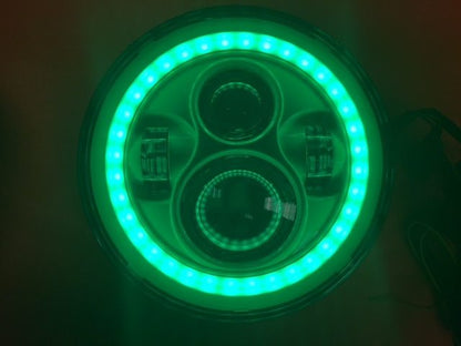 7" DAYMAKER Kawasaki Vulcan Nomad 800 Chrome With Green Halo HID LED Light Bulb Headlight Motorcycle