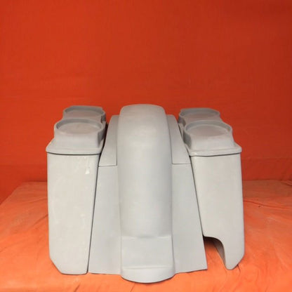 Honda VTX 1300 / 1800 5" Extended Stretched Saddlebags   Rear Fender Right Side Cut Out   Dual 6.5" Speaker Lids