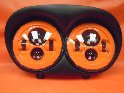 DUAL 7" ORANGE DAYMAKER 2014 - 2018   LED ROAD GLIDE Black Light Bulb Headlight Harley   Bezel
