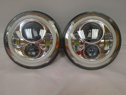 7'' Suzuki Sierra Fits: Jeep Wrangler JK CJ TJ LED Rubicon Projector Daymaker Chrome RED Halo Headlights Pair / Set