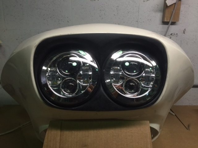 DUAL 7" DAYMAKER HID LED Replacement ROAD GLIDE Chrome Light Bulb Headlight Motorcycle Harley   Bezel