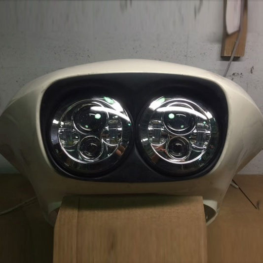 DUAL 7" DAYMAKER HID LED Replacement ROAD GLIDE Chrome Light Bulb Headlight Motorcycle Harley Bezel