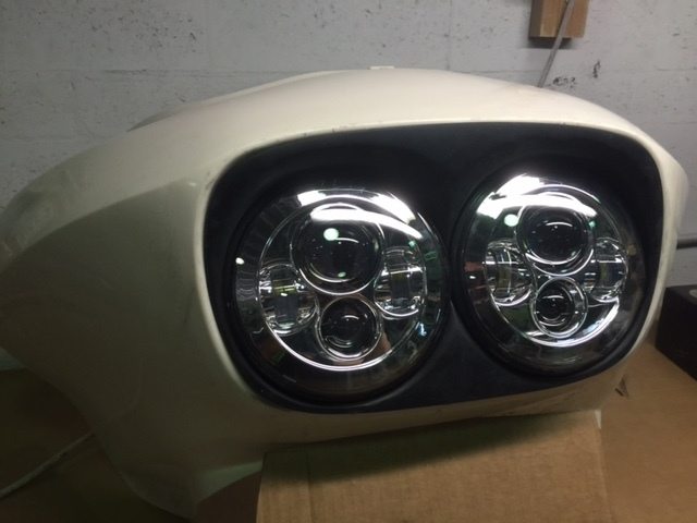 DUAL 7" DAYMAKER HID LED Replacement ROAD GLIDE Chrome Light Bulb Headlight Motorcycle Harley Bezel