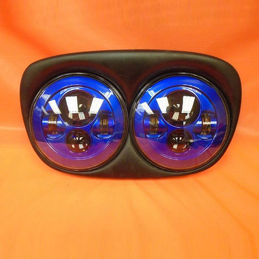 DUAL 7" BLUE DAYMAKER LED ROAD GLIDE Light Bulb Headlight Motorcycle Harley   Bezel
