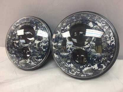 7'' BLUE CAMO DESIGN Suzuki Sierra Fits: Jeep Wrangler JK CJ TJ LED Rubicon Projector Daymaker Headlights Pair / Set