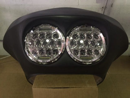 DUAL 7" DAYMAKER 75 WATT LED Replacement ROAD GLIDE Chrome Light Bulb Headlight Motorcycle Harley   Bezel