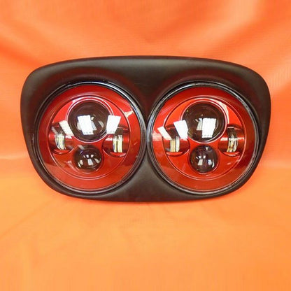 DUAL 7" RED DAYMAKER LED ROAD GLIDE Black Light Bulb Headlight Motorcycle Harley   Bezel