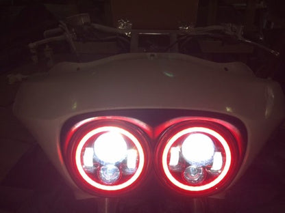 DUAL 7" DAYMAKER RED HALO LED Replacement ROAD GLIDE Black Light Bulb Headlight Motorcycle Harley   Beze