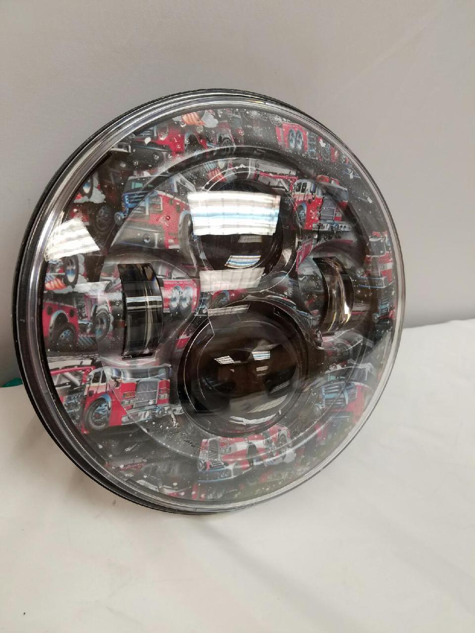 7" DAYMAKER Replacement Fire Trucks Design Projector HID LED Light Bulb Headlight Motorcycle Harley