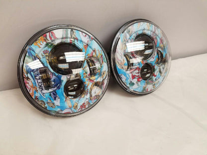 7'' BLUE JOKER DESIGN Suzuki Sierra Fits: Jeep Wrangler JK CJ TJ LED Rubicon Projector Daymaker Headlights Pair / Set