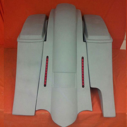 Harley Davidson 6" Heritage Softail Out & Down Extended Saddlebags Lids   LED Fender Right Side Cut Out