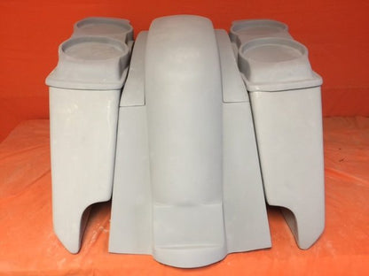 Honda VTX 1300 / 1800 5" Extended Stretched Saddlebags   Rear Fender Dual Cut Outs   Dual 6.5" Speaker Lids