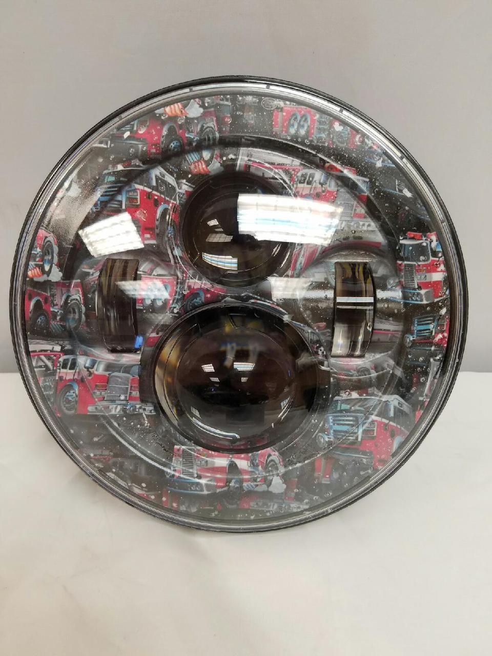 7" DAYMAKER Replacement Fire Trucks Design Projector HID LED Light Bulb Headlight Motorcycle Harley