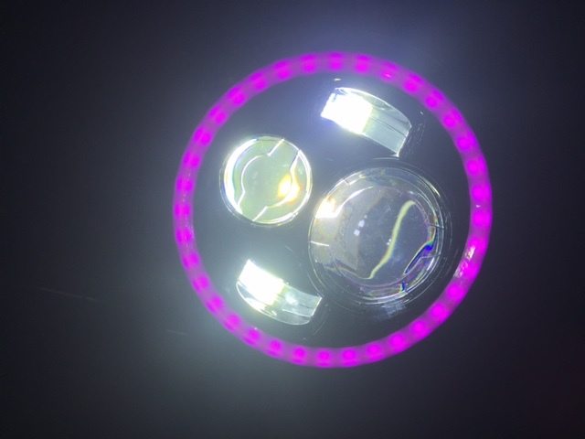 7" DAYMAKER Black Angel Eye PINK HALO Projector HID LED Light Bulb Headlight Motorcycle Yamaha Roadstar 1600 / 1700