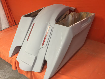 Harley Davidson 2014 - 2023 5" Fifty Five Extended Stretched Saddlebag LED Fender Kit - Dual Cut Outs No Lids