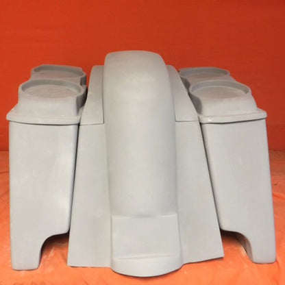 Honda VTX 1300 / 1800 6" Extended Stretched Saddlebags   Rear Fender Dual Cut Outs   Dual 6.5" Speaker Lids