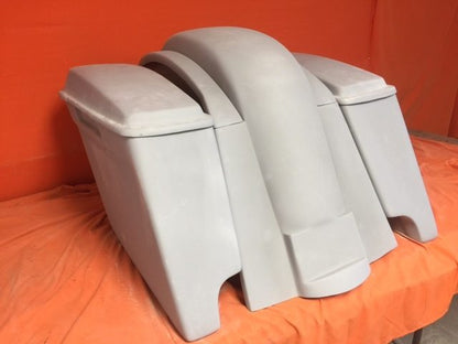 Honda VTX 1300 / 1800 4" Extended Stretched Saddlebags   Rear Fender Dual Cut Outs   Lids