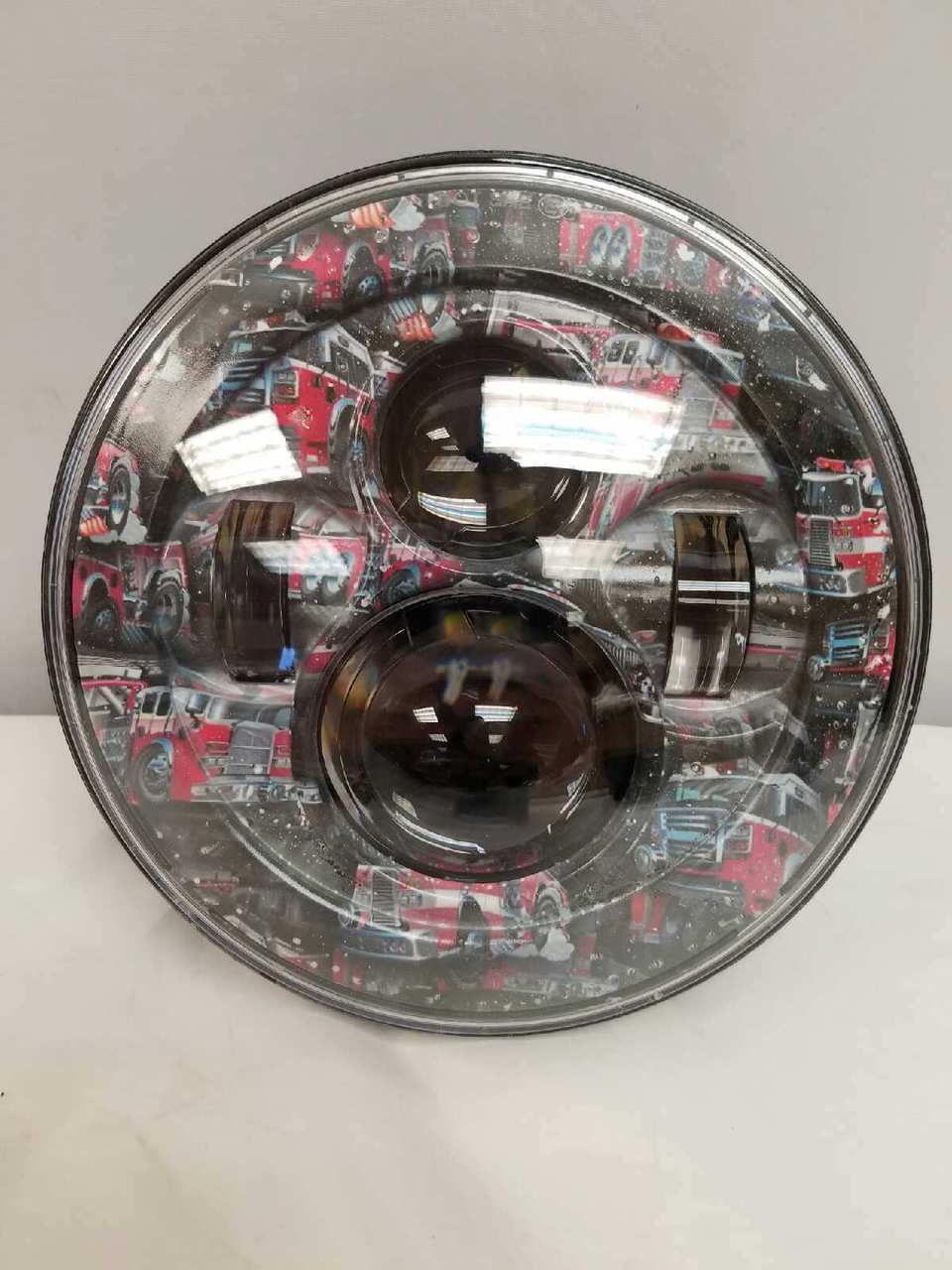 7" DAYMAKER Replacement Fire Trucks Design Projector HID LED Light Bulb Headlight Motorcycle Harley