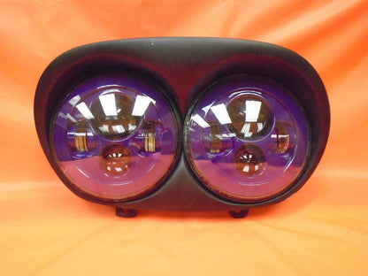 DUAL 7" PURPLE DAYMAKER 2014 - 2018   LED ROAD GLIDE Light Bulb Headlight Harley   Bezel