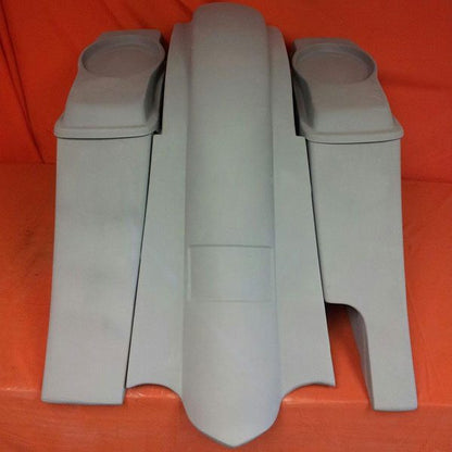Harley Davidson 6" Heritage Softail Out & Down Extended Saddlebags 6 x 9 Speaker Lids   Fender Right Side Cut Out